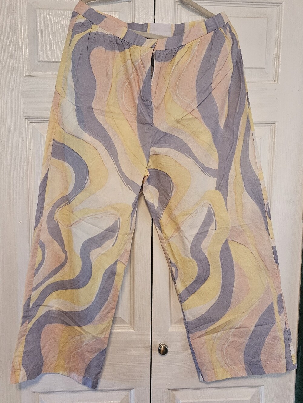 Pastel Wave-Print Chinos in Yellow, Purple & Cream
